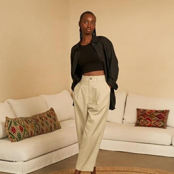 Uniqlo Pants - Uniqlo x Comptoirs de Cotonniers Linen-Blend Pleated Barrel Trousers